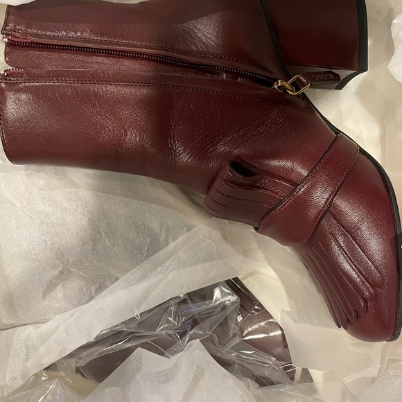 Gucci Burgundy Leather Ankle BootsSize 5 - Picture 1 of 13